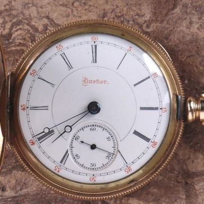 Sale Photo Thumbnail #70: DUEBER 54MM POCKET WATCH 14K YELLOW GOLD