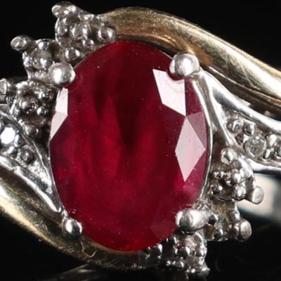 Sale Photo Thumbnail #109: 10K GOLD & STERLING SILVER PINK RUBY DIAMOND RING