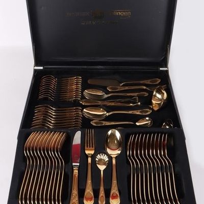Sale Photo Thumbnail #104: SBS-BESTECKE SOLIGNEN 24K GOLD PLATED 71PC SET