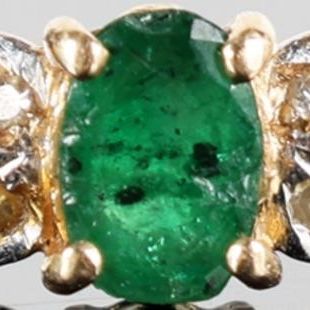 Sale Photo Thumbnail #245: 14K YELLOW GOLD EMERALD DIAMOND LADIES RING