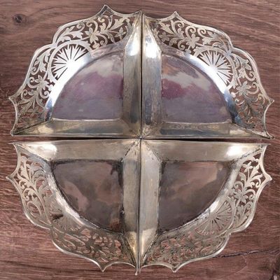 Sale Photo Thumbnail #230: INDIAN GALLERIED SILVER FAN SWEET MEAT TRAY SET