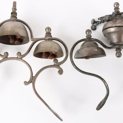 Sale Photo Thumbnail #25: ANTIQUE SLEIGH BELLS COMPLETE LOT OF TWO