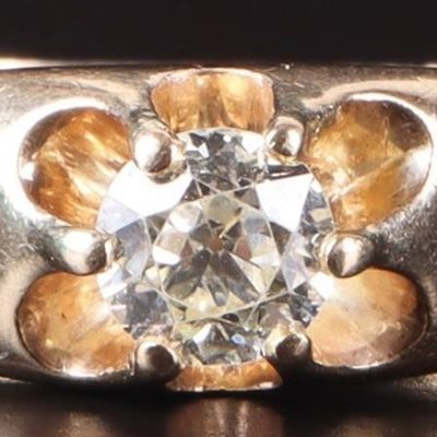 Sale Photo Thumbnail #319: 14K ANTIQUE 0.5CT OLD MINE CUT MENS DIAMOND RING