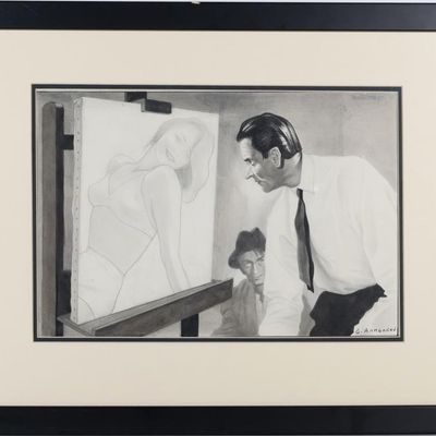 Sale Photo Thumbnail #101: "GEORGES" ANNENKOV PEN & WATERCOLOR FRAMED