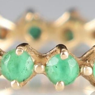 Sale Photo Thumbnail #330: 14K YELLOW GOLD LADIES RING W/ 19 EMERALD GEMS