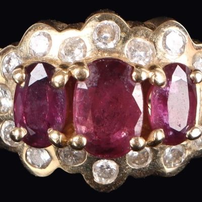 Sale Photo Thumbnail #359: 14K YELLOW GOLD PINK RUBY DIAMOND LADIES RING