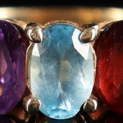Sale Photo Thumbnail #352: 10K YELLOW GOLD ASSORTED GEM LADIES RING