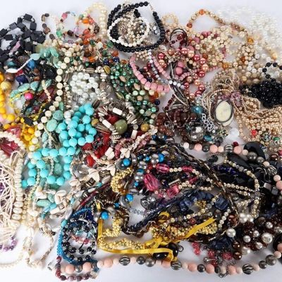 Sale Photo Thumbnail #209: WHIMSICAL BEADED LADIES NECKLACES SEAGLASS (70)