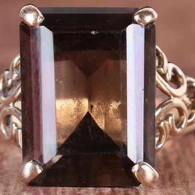 Sale Photo Thumbnail #390: SMOKEY QUARTZ 10K GOLD STATEMENT LADIES RING
