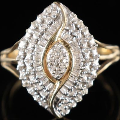 Sale Photo Thumbnail #24: 10K YELLOW GOLD DIAMOND CLUSTER LADIES RING