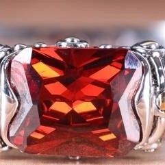 Sale Photo Thumbnail #431: STERLING SILVER GARNET HINGED BANGLE BRACELET