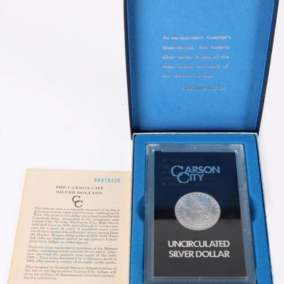 Sale Photo Thumbnail #386: 1884 CC MS UNC MORGAN SILVER DOLLAR GSA W/ BOX