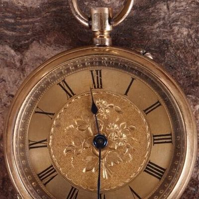 Sale Photo Thumbnail #183: 18K SWISS MARK POCKET WATCH GOLD FACE