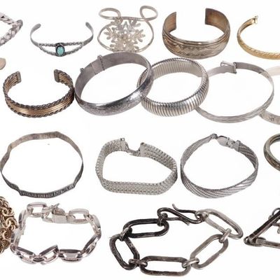 Sale Photo Thumbnail #229: ASSORTED STERLING SILVER LADIES BRACELETS (20)