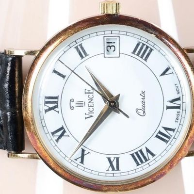 Sale Photo Thumbnail #372: 14K YELLOW GOLD VICENCE ITALIAN LEATHER WRISTWATCH