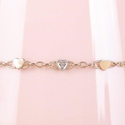 Sale Photo Thumbnail #397: 14K YELLOW GOLD LADIES HEART BRACELET W/ DIAMONDS