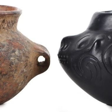 Sale Photo Thumbnail #433: BLACKWARE POTTERY BOWL & PRE-COLUMBIAN JAR