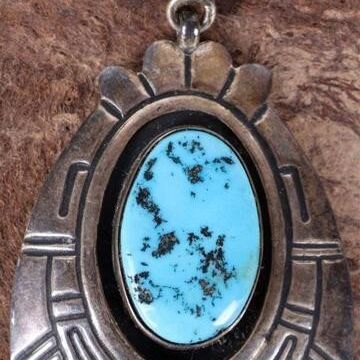 Sale Photo Thumbnail #44: T. SINGER SOUTHWEST TURQUOISE STERLING PENDANT