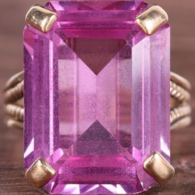 Sale Photo Thumbnail #288: ~28CT PINK SAPPHIRE 10K YELLOW GOLD LADIES RING