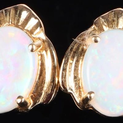 Sale Photo Thumbnail #342: 14K YELLOW GOLD OPAL LADIES SEASHELL EARRINGS