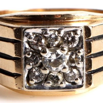 Sale Photo Thumbnail #228: 14K YELLOW GOLD MENS DIAMOND RING ~0.60CTW