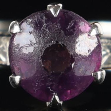Sale Photo Thumbnail #407: PETITE ART DECO 18K WHITE GOLD LADIES RING W STONE