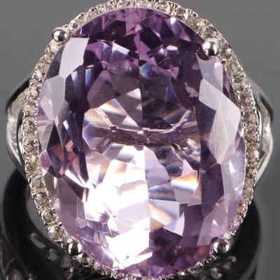 Sale Photo Thumbnail #54: 16X20MM PURPLE SPINEL STERLING SILVER LADIES RING