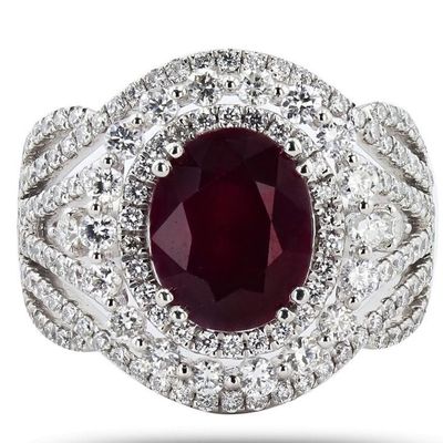 Sale Photo Thumbnail #66: 3.66CT BURMESE RUBY 1.4CTW DIA PLATINUM RING GIA