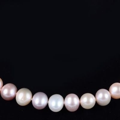 Sale Photo Thumbnail #10: WHITE & PINK PEARL NECKLACE W/ STERLING CLASP