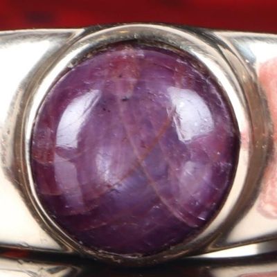 Sale Photo Thumbnail #152: MEN'S 12.2MM STAR RUBY CABOCHON 14K GOLD RING