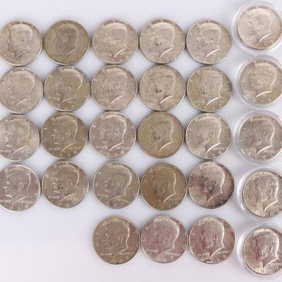 Sale Photo Thumbnail #100: ASSORTED 40% SILVER KENNEDY HALF DOLLARS - (28)