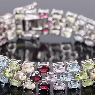 Sale Photo Thumbnail #337: BEAUTIFUL STERLING MULTI GEMSTONE TENNIS BRACELET
