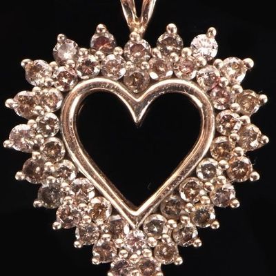 Sale Photo Thumbnail #86: 46 DIAMONDS 10K YELLOW GOLD LADIES HEART PENDANT