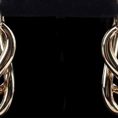 Sale Photo Thumbnail #233: 14K YELLOW GOLD CARLA HOLLOW TWISTED HOOP EARRINGS