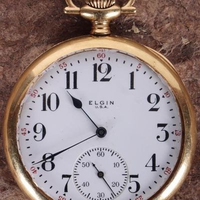 Sale Photo Thumbnail #184: 18K YELLOW GOLD ELGIN POCKET WATCH 15 JEWELS