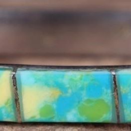 Sale Photo Thumbnail #137: STERLING SILVER GREEN & BLUE TURQUOISE BRACELET