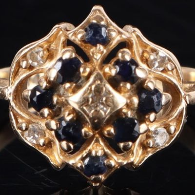 Sale Photo Thumbnail #349: 14K YELLOW GOLD CHILDS RING W/ DIAMONDS & TOPAZ