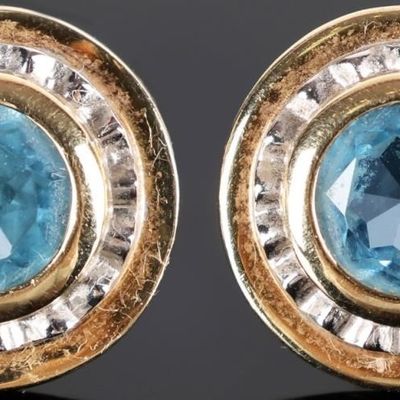 Sale Photo Thumbnail #92: 14K YELLOW/WHITE GOLD LADIES STUD EARRINGS W TOPAZ