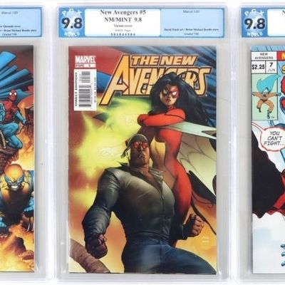 Sale Photo Thumbnail #279: MARVEL NEW AVENGERS #1, 5 & 7 PGX 9.9 & 9.8