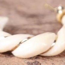 Sale Photo Thumbnail #47: VINTAGE GOLD STRIPE TWISTED BONE EARRINGS & RING