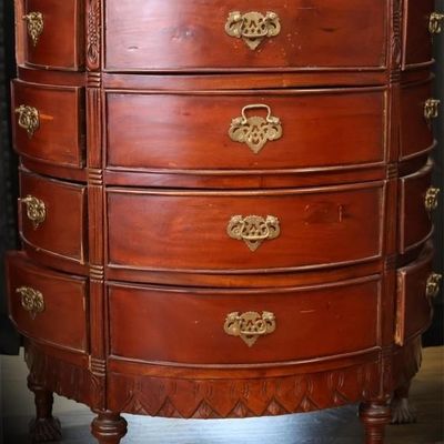 Sale Photo Thumbnail #355: DEMI-LUNE MAHOGANY CONSOLE W/ SUNBURST SURFACE