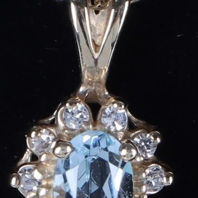 Sale Photo Thumbnail #218: 14K YELLOW GOLD LADIES NECKLACE W/ AQUA & DIAS
