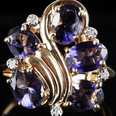 Sale Photo Thumbnail #270: 14K YELLOW GOLD IOLITE DIAMOND LADIES RING