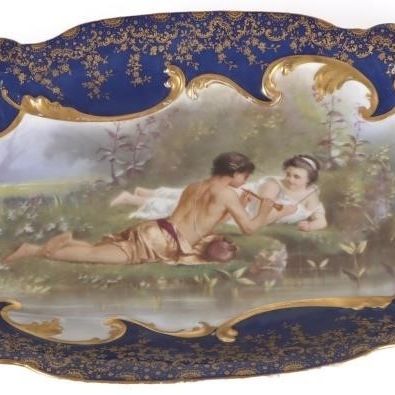 Sale Photo Thumbnail #87: PAINTED PORCELAIN ROMANTIC SEVRES STYLE TRAY