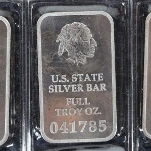 Sale Photo Thumbnail #385: FINE SILVER U.S. STATE 1 TROY OUNCE BARS - (5)