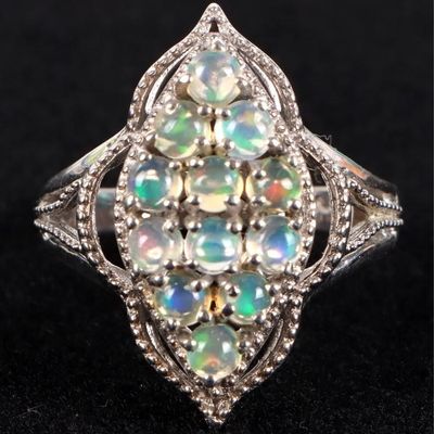 Sale Photo Thumbnail #2: ORNATE OPAL STERLING SILVER LADIES RING