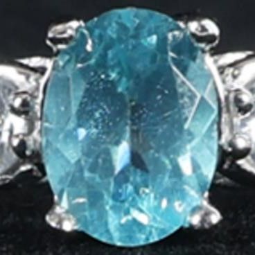Sale Photo Thumbnail #244: 10K WHITE GOLD TOPAZ BLUE CZ LADIES RING