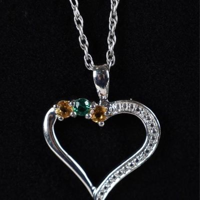 Sale Photo Thumbnail #140: STERLING SILVER EMERALD CITRINE HEART NECKLACE