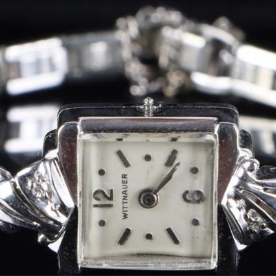 Sale Photo Thumbnail #290: WITTNAUER 14K WHITE GOLD LADIES WATCH 17 JEWELS