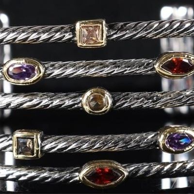 Sale Photo Thumbnail #332: LADIES STERLING 5 ROW CONFETTI CUFF BRACELET